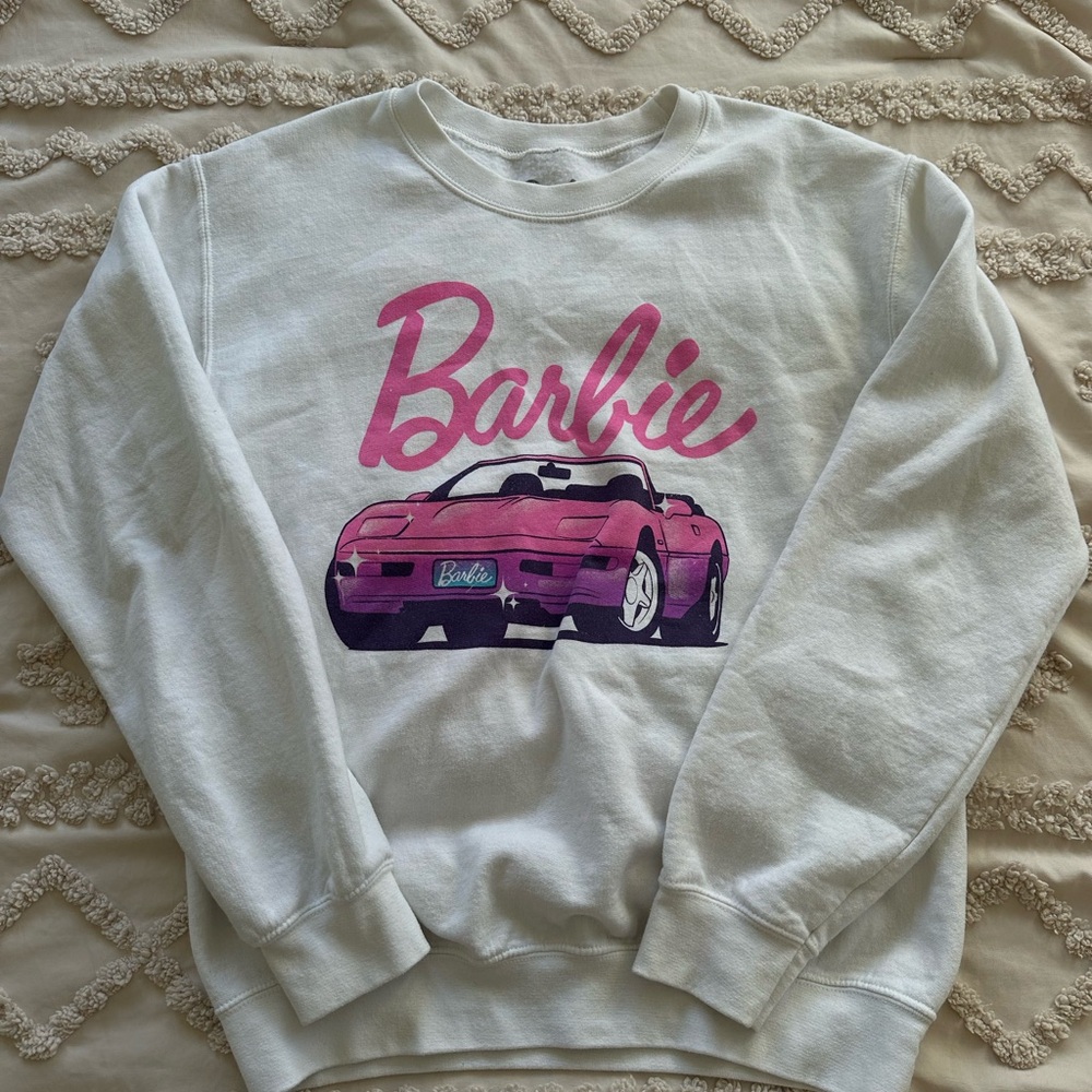 Barbie White and Pink Logo Sweatshirt